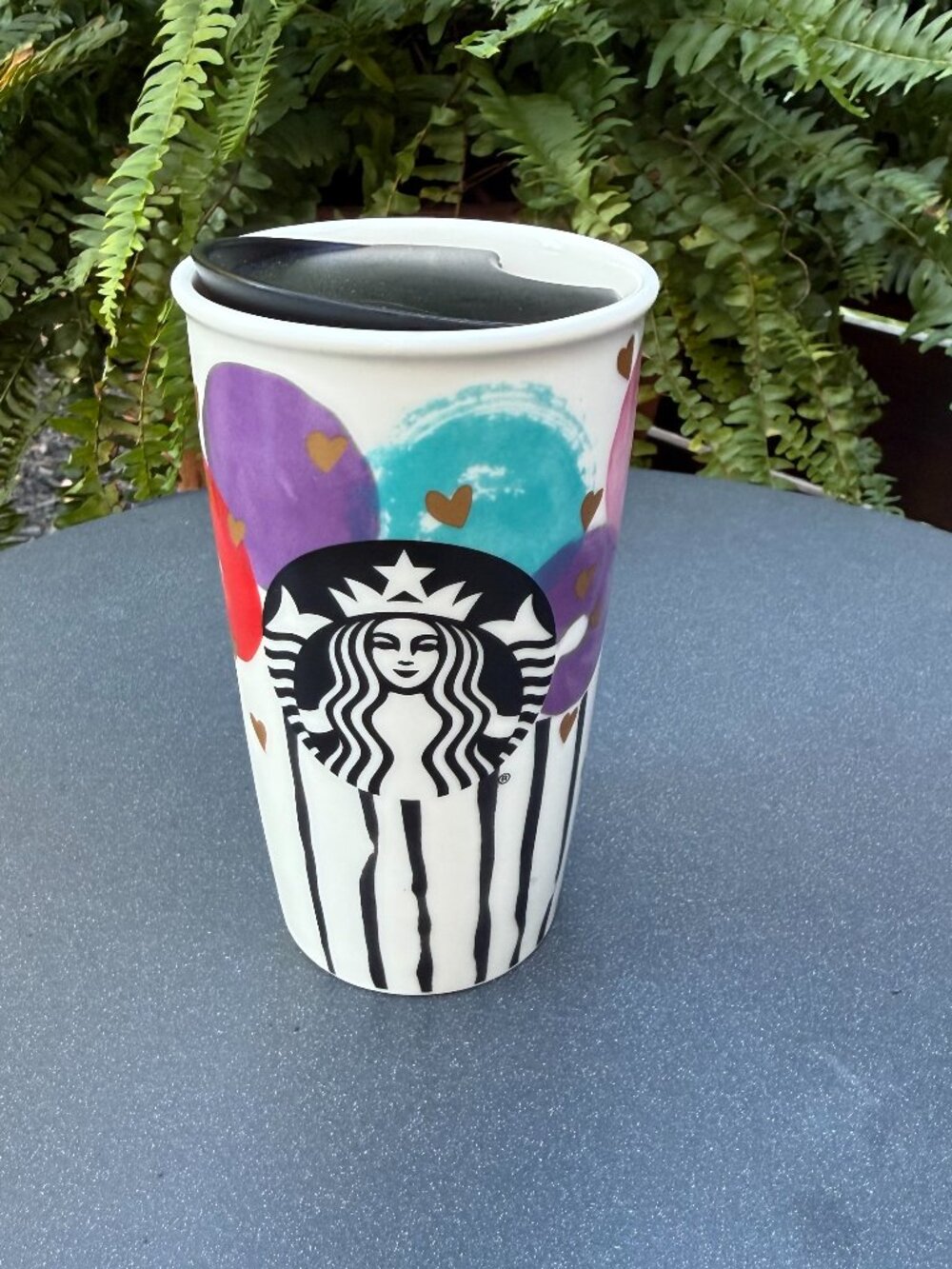 2016 Starbucks Coffee Mug Valentines Balloons Hearts Ceramic Tumbler 12 oz